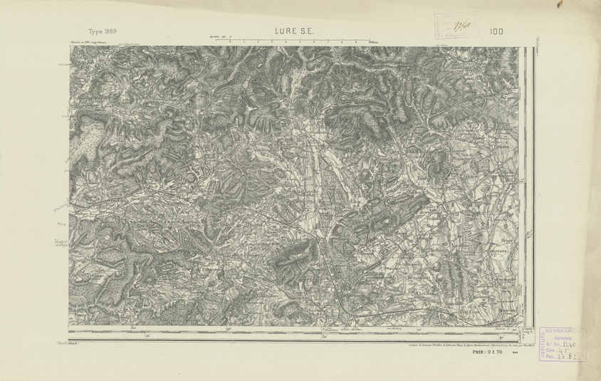 (N:22009) CARTE DE FRANCE - LURE S.E. (B0018596) Carte e stampe antiche: riproduzione a colori su carta (formato A2)