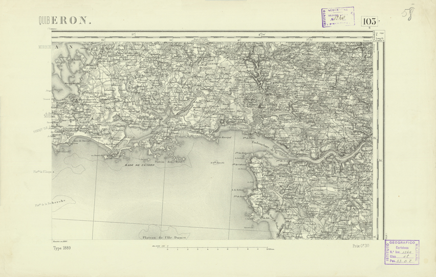 (N:22016) CARTE DE FRANCE - QUIBERON (B0018603) Carte e stampe antiche: riproduzione a colori su carta (formato A2)