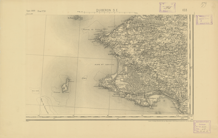 (N:22017) CARTE DE FRANCE - QUIBERON S.E. (B0018604) Carte e stampe antiche: riproduzione a colori su carta (formato A2)