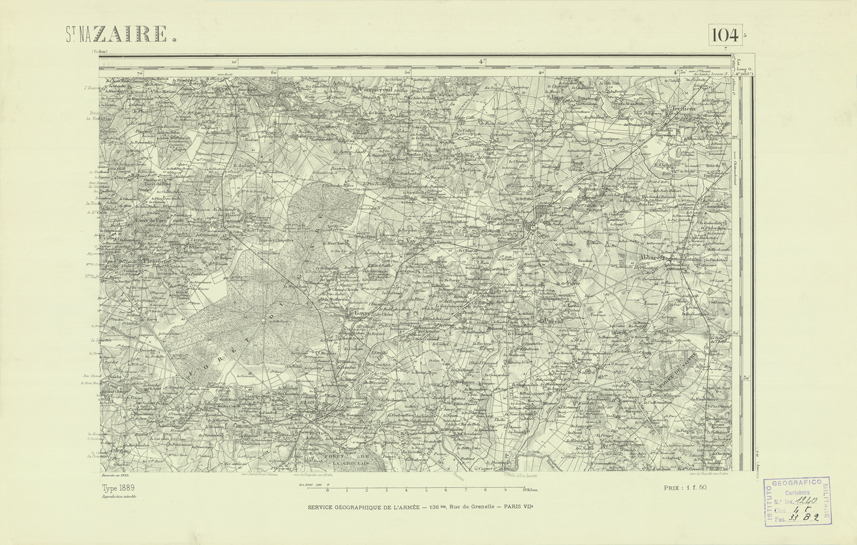 (N:22020) CARTE DE FRANCE - ST. NAZAIRE (B0018607) Carte e stampe antiche: riproduzione a colori su carta (formato A2)