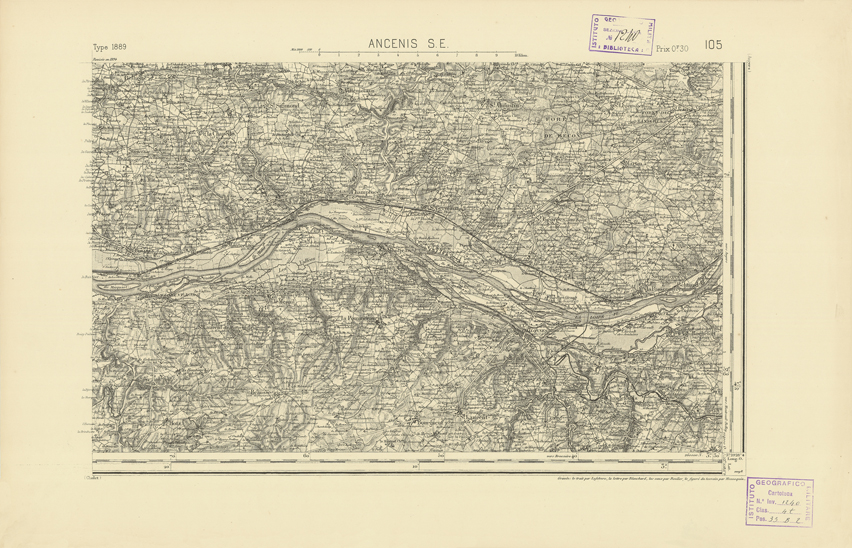 (N:22025) CARTE DE FRANCE - ANCENIS S.E. (B0018612) Carte e stampe antiche: riproduzione a colori su carta (formato A2)