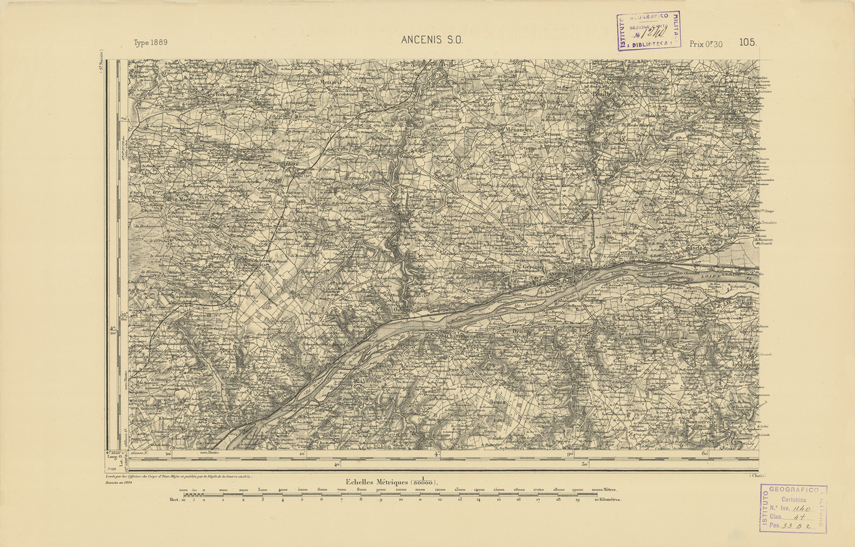 (N:22026) CARTE DE FRANCE - ANCENIS S.O. (B0018613) Carte e stampe antiche: riproduzione a colori su carta (formato A2)