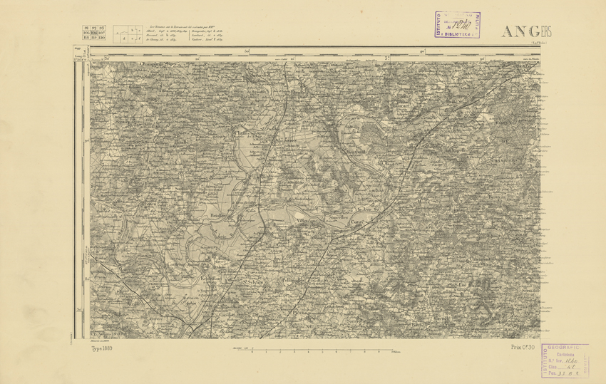 (N:22027) CARTE DE FRANCE - ANGERS (B0018614) Carte e stampe antiche: riproduzione a colori su carta (formato A2)