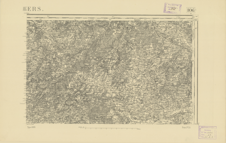 (N:22028) CARTE DE FRANCE - ANGERS (B0018615) Carte e stampe antiche: riproduzione a colori su carta (formato A2)