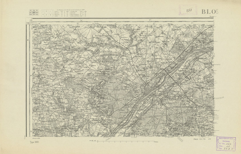 (N:22035) CARTE DE FRANCE - BLOIS (B0018622) Carte e stampe antiche: riproduzione a colori su carta (formato A2)