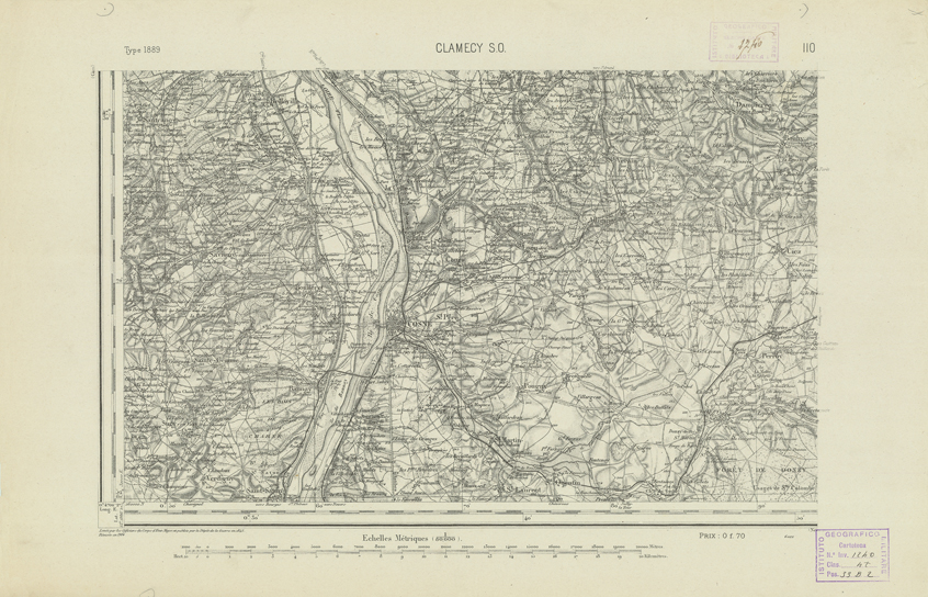 (N:22046) CARTE DE FRANCE - CLAMECY S.O. (B0018633) Carte e stampe antiche: riproduzione a colori su carta (formato A2)