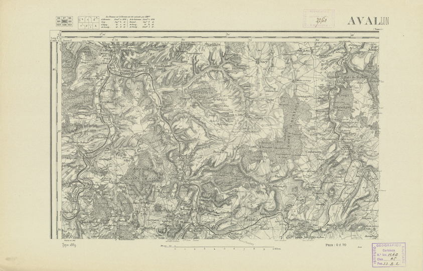 (N:22047) CARTE DE FRANCE - AVALLON (B0018634) Carte e stampe antiche: riproduzione a colori su carta (formato A2)