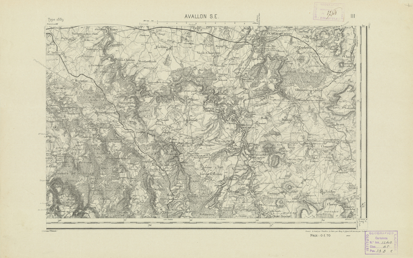 (N:22049) CARTE DE FRANCE - AVALLON S.E. (B0018636) Carte e stampe antiche: riproduzione a colori su carta (formato A2)
