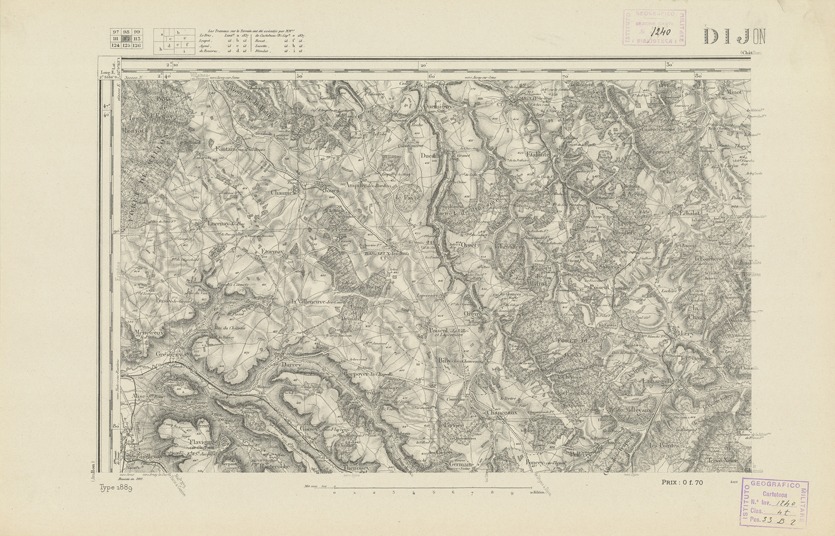 (N:22051) CARTE DE FRANCE - DIJON (B0018638) Carte e stampe antiche: riproduzione a colori su carta (formato A2)