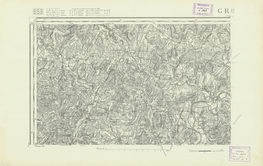 (N:22055) CARTE DE FRANCE - GRAY (B0018642) Carte e stampe antiche: riproduzione a colori su carta (formato A2)