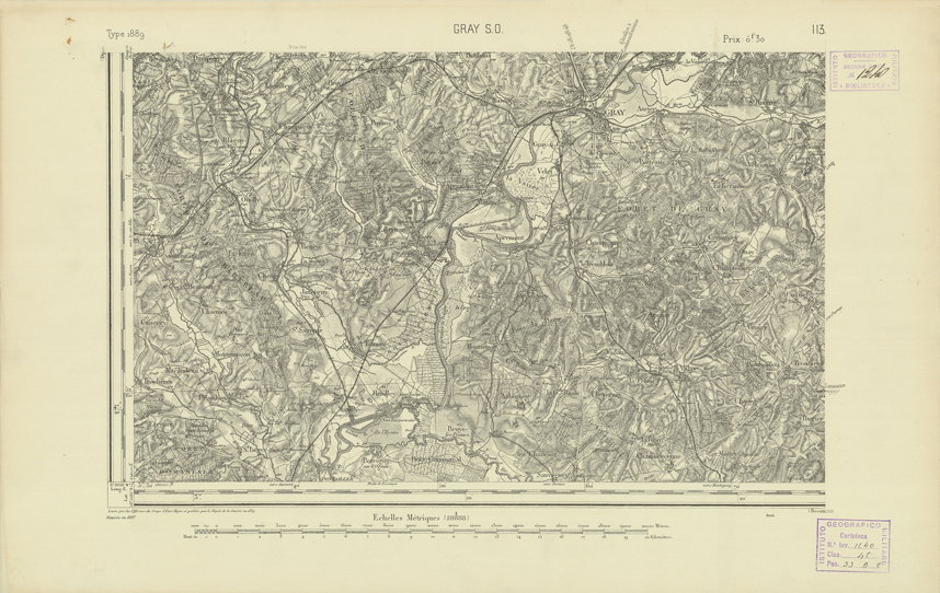 (N:22058) CARTE DE FRANCE - GRAY S.O. (B0018645) Carte e stampe antiche: riproduzione a colori su carta (formato A2)