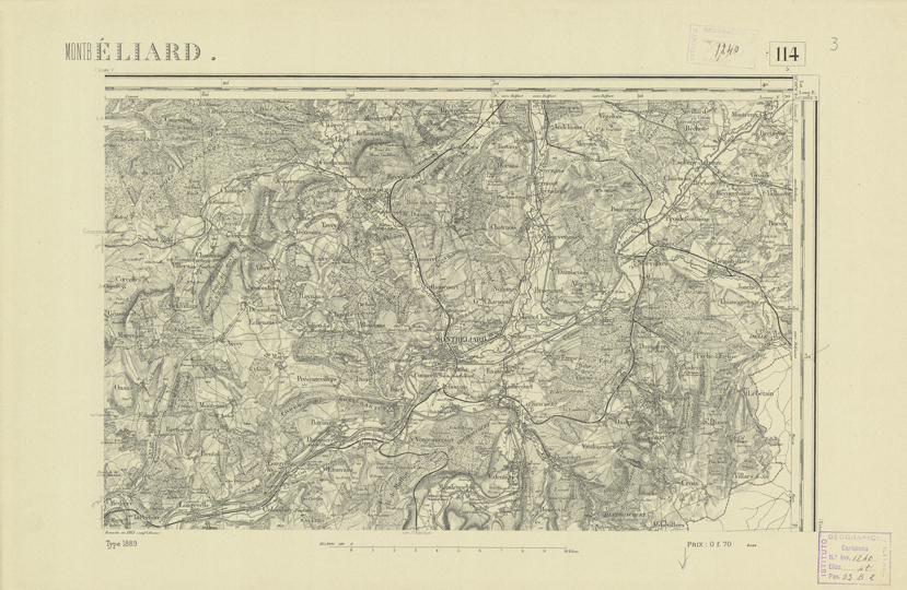 (N:22060) CARTE DE FRANCE - MONTEBELIARD (B0018647) Carte e stampe antiche: riproduzione a colori su carta (formato A2)