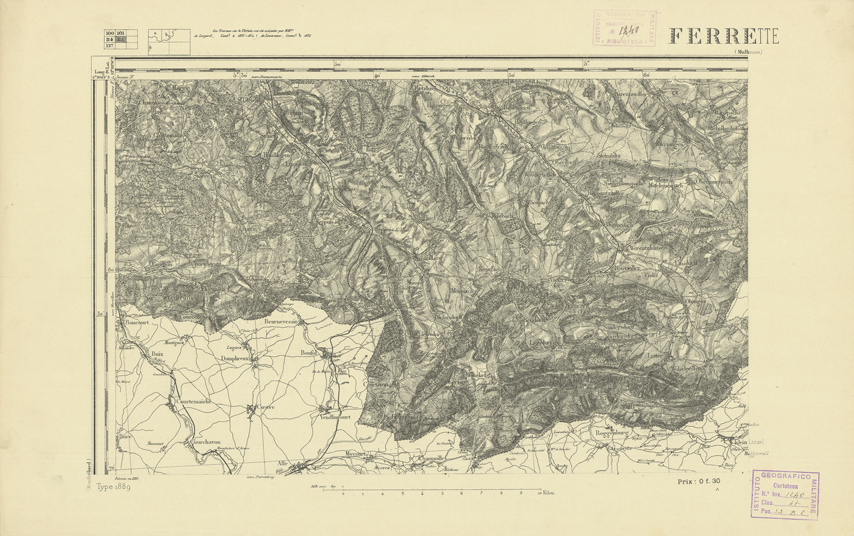 (N:22063) CARTE DE FRANCE - FERRETTE (B0018650) Carte e stampe antiche: riproduzione a colori su carta (formato A2)