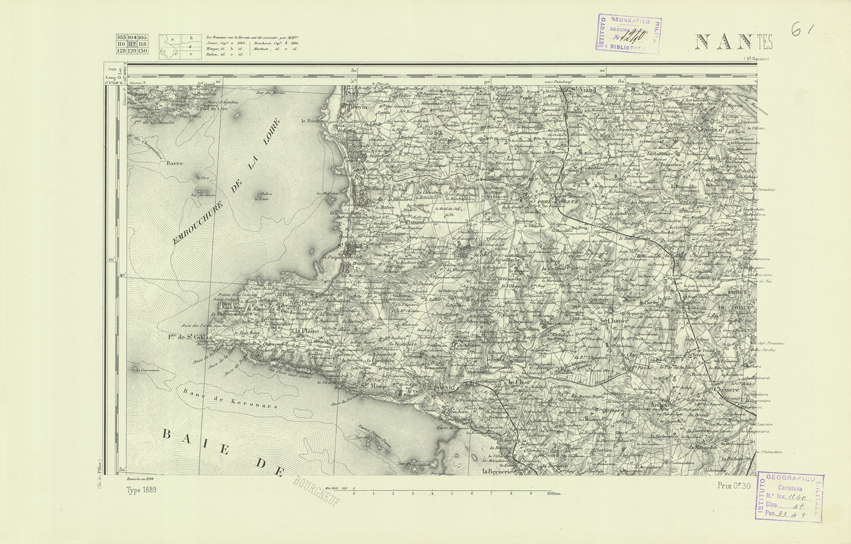 (N:22067) CARTE DE FRANCE - NANTES (B0018654) Carte e stampe antiche: riproduzione a colori su carta (formato A2)