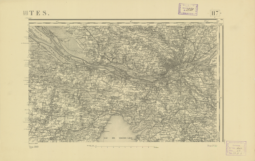 (N:22068) CARTE DE FRANCE - NANTES (B0018655) Carte e stampe antiche: riproduzione a colori su carta (formato A2)