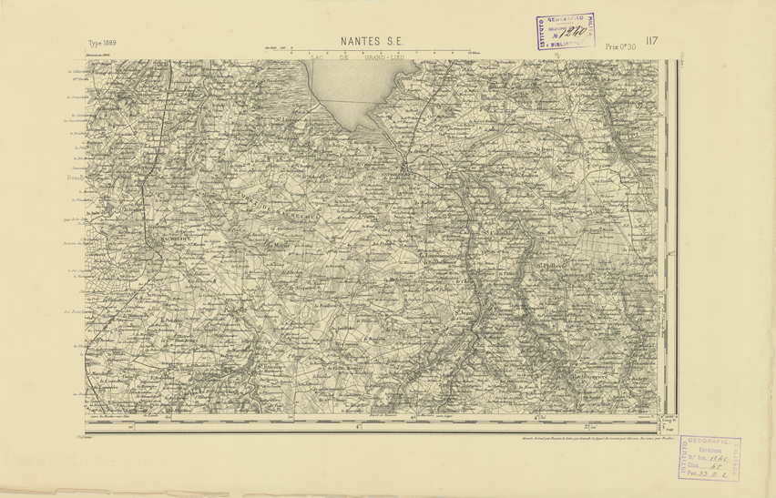 (N:22069) CARTE DE FRANCE - NANTES S.E. (B0018656) Carte e stampe antiche: riproduzione a colori su carta (formato A2)
