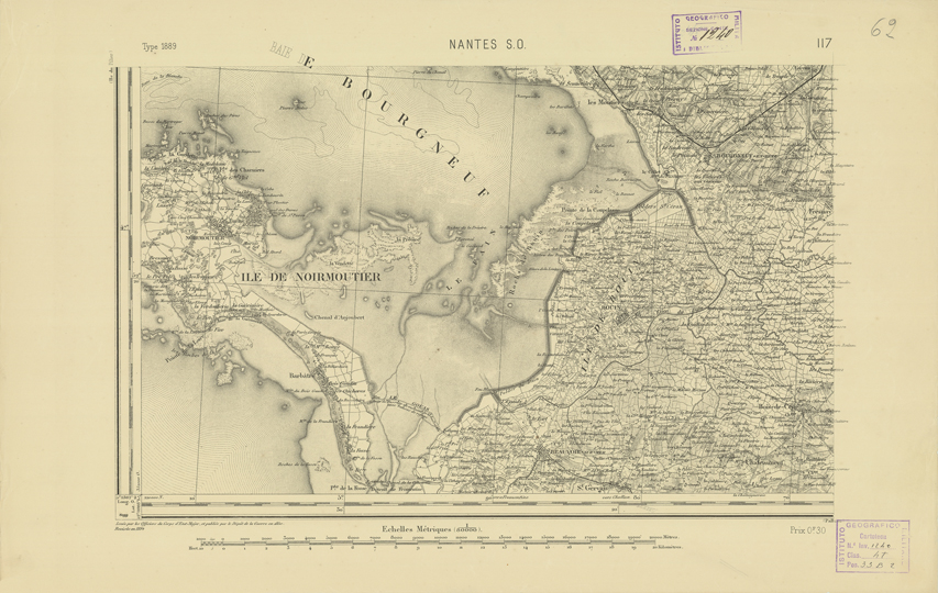 (N:22070) CARTE DE FRANCE - NANTES S.O. (B0018657) Carte e stampe antiche: riproduzione a colori su carta (formato A2)