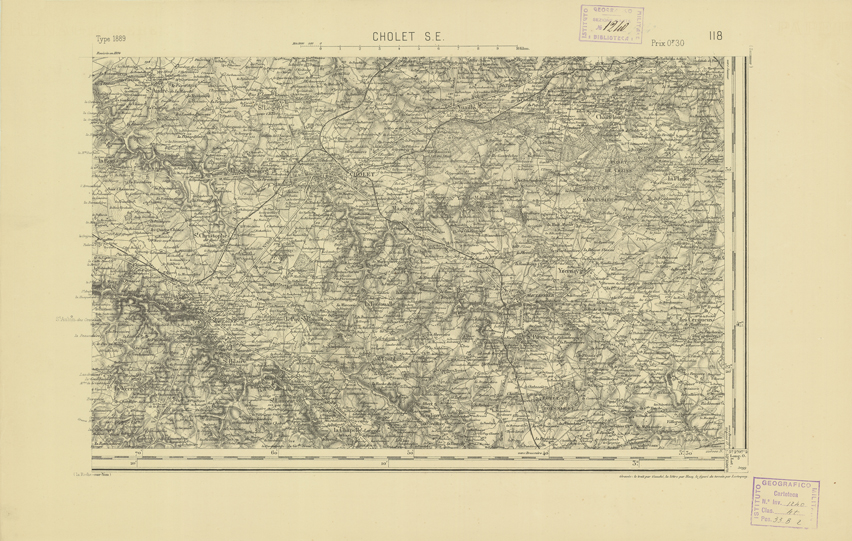 (N:22073) CARTE DE FRANCE - CHOLET S.E. (B0018660) Carte e stampe antiche: riproduzione a colori su carta (formato A2)