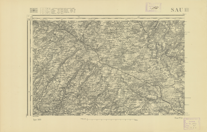 (N:22075) CARTE DE FRANCE - SAUMUR (B0018662) Carte e stampe antiche: riproduzione a colori su carta (formato A2)