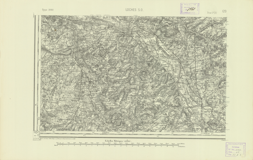 (N:22082) CARTE DE FRANCE - LOCHES S.O. (B0018669) Carte e stampe antiche: riproduzione a colori su carta (formato A2)