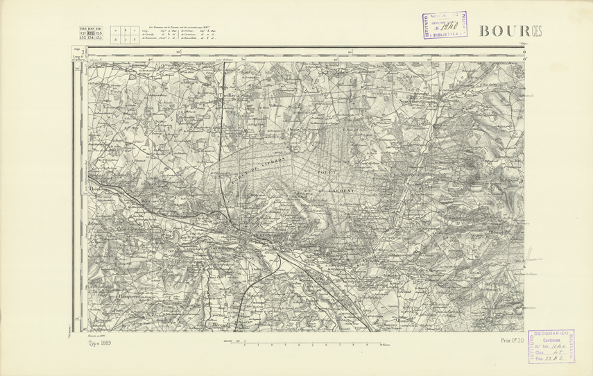(N:22086) CARTE DE FRANCE - BOURGES (B0018673) Carte e stampe antiche: riproduzione a colori su carta (formato A2)