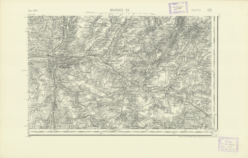 (N:22088) CARTE DE FRANCE - BOURGES S.E. (B0018675) Carte e stampe antiche: riproduzione a colori su carta (formato A2)
