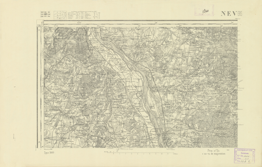 (N:22090) CARTE DE FRANCE - NEVERS (B0018677) Carte e stampe antiche: riproduzione a colori su carta (formato A2)