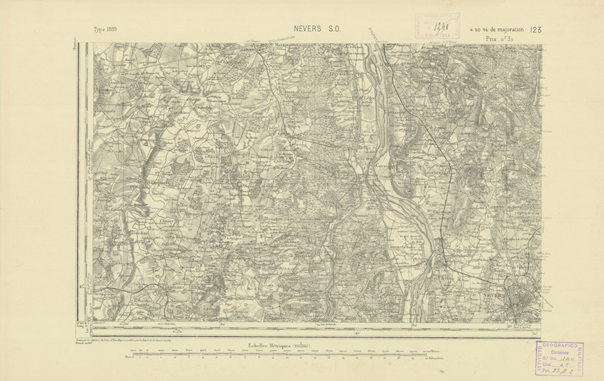 (N:22095) CARTE DE FRANCE - NEVERS S.O. (B0018680) Carte e stampe antiche: riproduzione a colori su carta (formato A2)