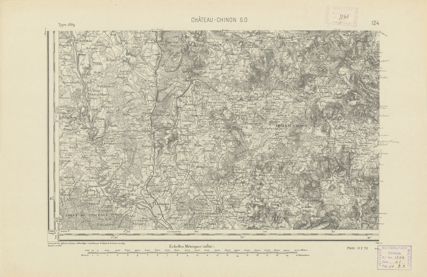 (N:22099) CARTE DE FRANCE - CHATEAU-CHINON S.O. (B0018684) Carte e stampe antiche: riproduzione a colori su carta (formato A2)