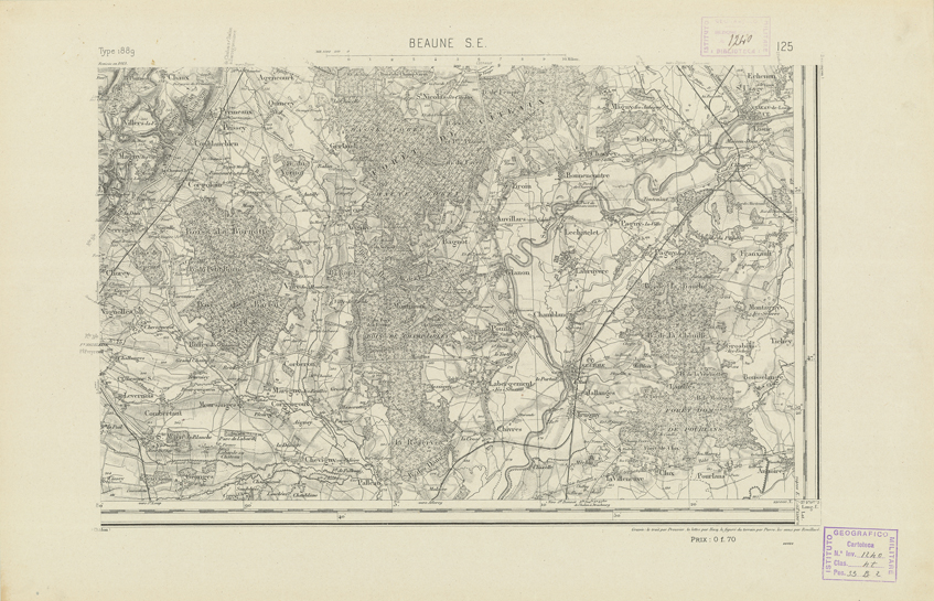 (N:22102) CARTE DE FRANCE - BEAUNE S.E. (B0018687) Carte e stampe antiche: riproduzione a colori su carta (formato A2)