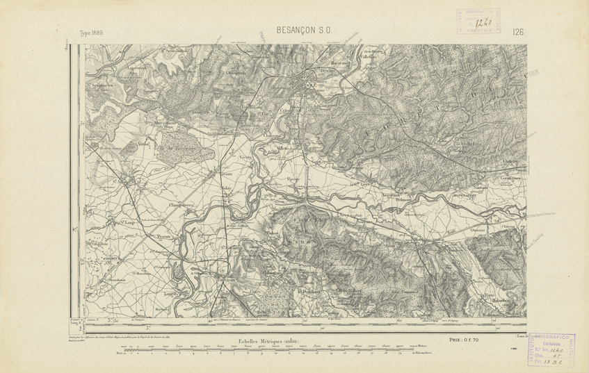 (N:22107) CARTE DE FRANCE - BESANCON S.O. (B0018692) Carte e stampe antiche: riproduzione a colori su carta (formato A2)