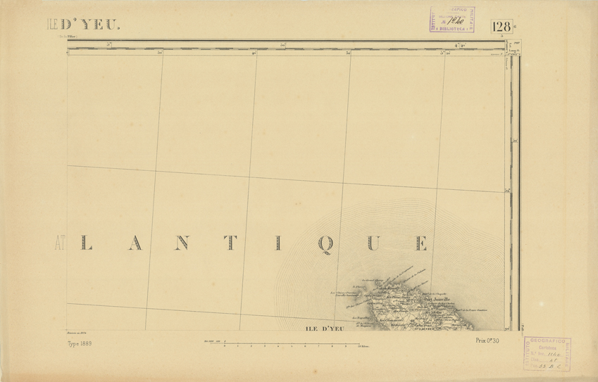 (N:22112) CARTE DE FRANCE - ILE D'YEU (B0018697) Carte e stampe antiche: riproduzione a colori su carta (formato A2)