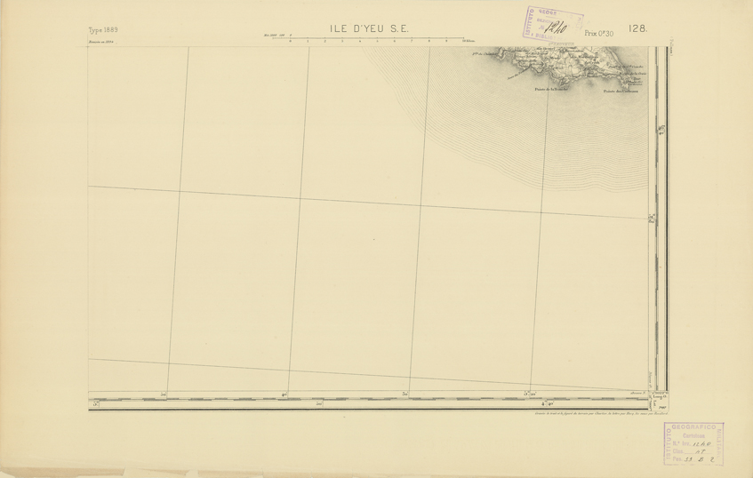 (N:22113) CARTE DE FRANCE - ILE D'YEU S.E. (B0018698) Carte e stampe antiche: riproduzione a colori su carta (formato A2)