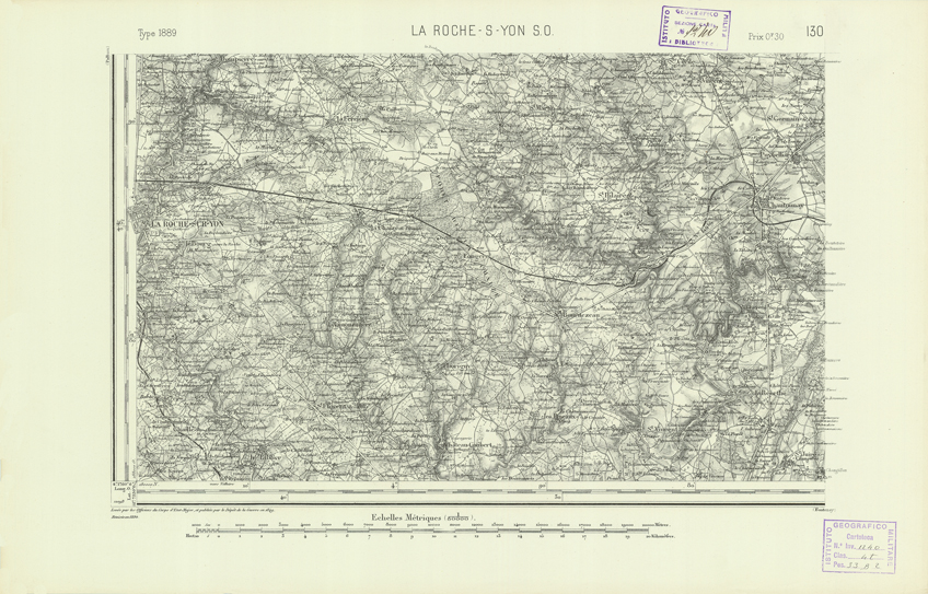 (N:22121) CARTE DE FRANCE - LA ROCHE-SUR-YON S.O. (B0018706) Carte e stampe antiche: riproduzione a colori su carta (formato A2)