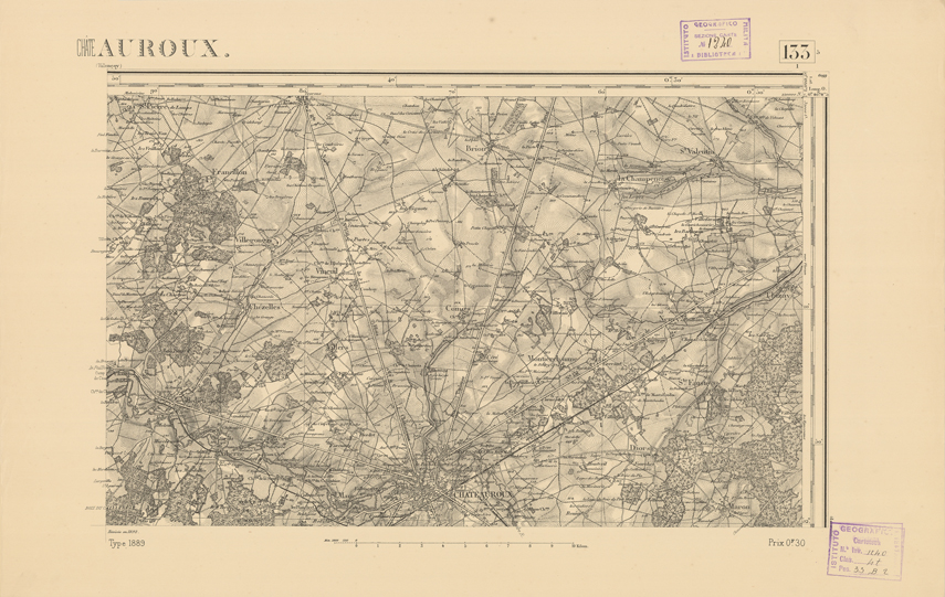 (N:22131) CARTE DE FRANCE - CHATEAUROUX (B0018716) Carte e stampe antiche: riproduzione a colori su carta (formato A2)