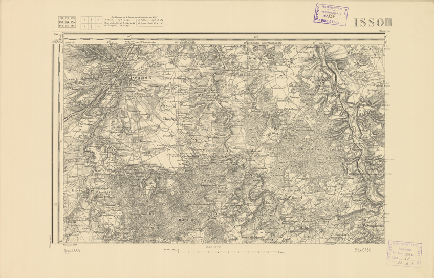 (N:22133) CARTE DE FRANCE - ISSOUDUN (B0018719) Carte e stampe antiche: riproduzione a colori su carta (formato A2)