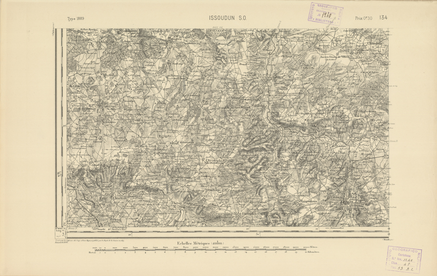 (N:22136) CARTE DE FRANCE - ISSOUDUN S.O. (B0018722) Carte e stampe antiche: riproduzione a colori su carta (formato A2)