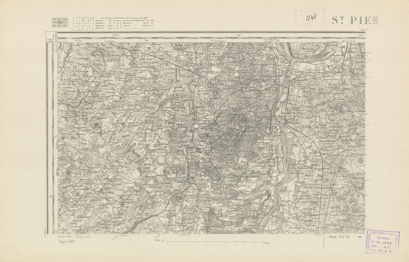 (N:22137) CARTE DE FRANCE - ST. PIERRE (B0018723) Carte e stampe antiche: riproduzione a colori su carta (formato A2)