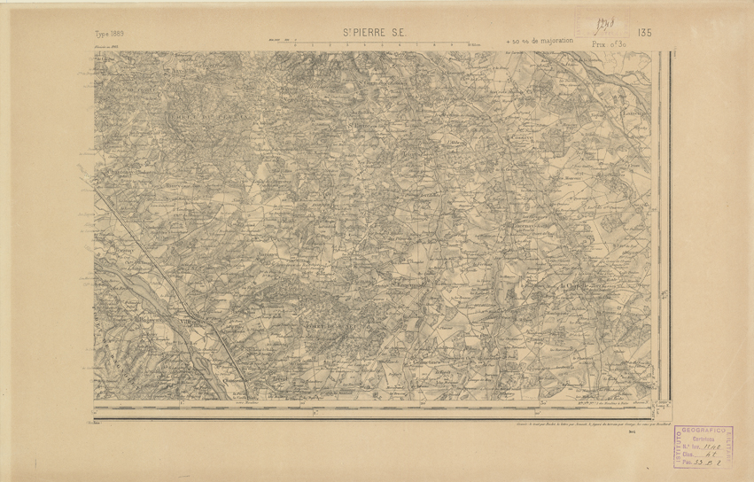 (N:22139) CARTE DE FRANCE - ST. PIERRE S.E. (B0018725) Carte e stampe antiche: riproduzione a colori su carta (formato A2)