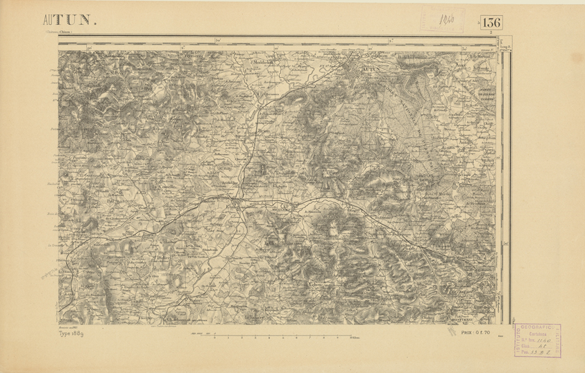 (N:22142) CARTE DE FRANCE - AUTUN (B0018728) Carte e stampe antiche: riproduzione a colori su carta (formato A2)