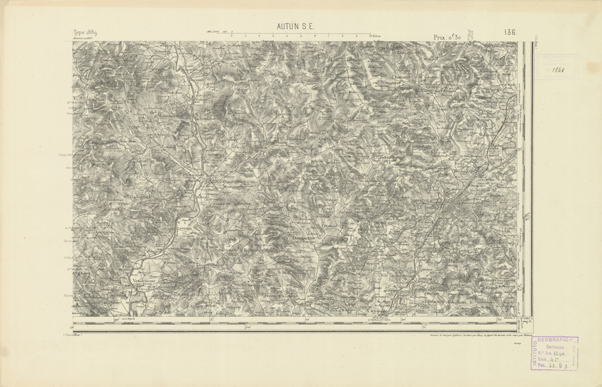(N:22143) CARTE DE FRANCE - AUTUN S.E. (B0018729) Carte e stampe antiche: riproduzione a colori su carta (formato A2)
