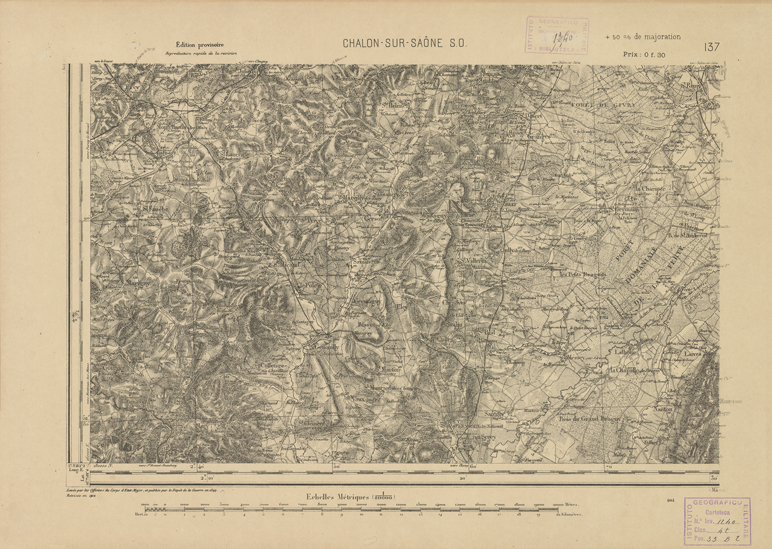 (N:22148) CARTE DE FRANCE - CHALON-SUR-SAONE S.O. (B0018734) Carte e stampe antiche: riproduzione a colori su carta (formato A2)