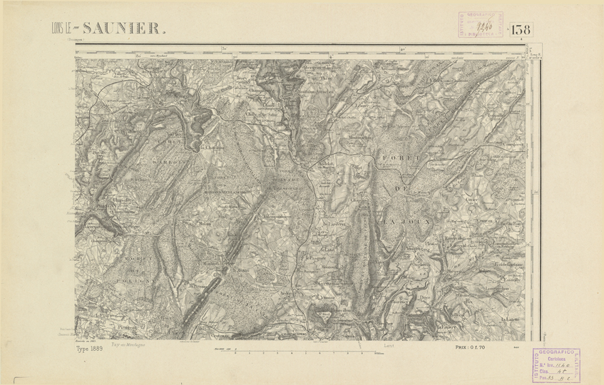 (N:22150) CARTE DE FRANCE - LONS-LE-SAUNIER (B0018736) Carte e stampe antiche: riproduzione a colori su carta (formato A2)