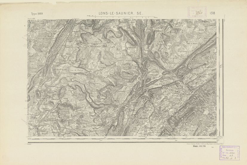 (N:22151) CARTE DE FRANCE - LONS-LE-SAUNIER S.E. (B0018737) Carte e stampe antiche: riproduzione a colori su carta (formato A2)