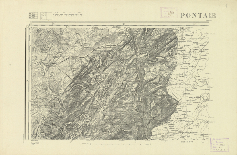 (N:22153) CARTE DE FRANCE - PONTARLIER (B0018739) Carte e stampe antiche: riproduzione a colori su carta (formato A2)