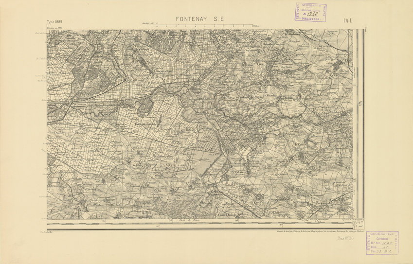 (N:22159) CARTE DE FRANCE - FONTENAY S.E. (B0018745) Carte e stampe antiche: riproduzione a colori su carta (formato A2)