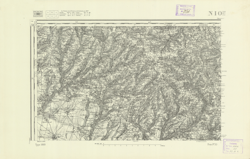 (N:22161) CARTE DE FRANCE - NIORT (B0018747) Carte e stampe antiche: riproduzione a colori su carta (formato A2)