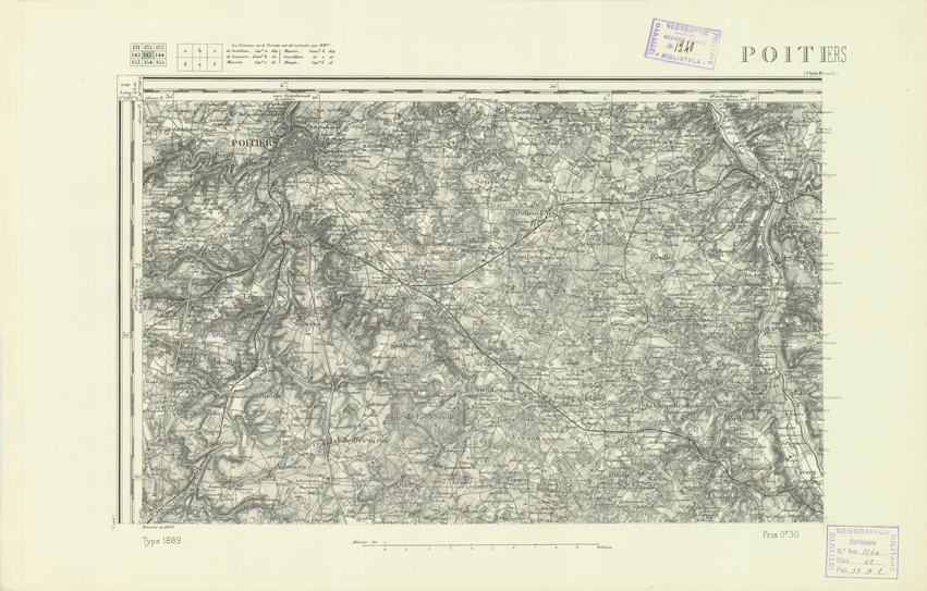 (N:22164) CARTE DE FRANCE - POITIERS (B0018751) Carte e stampe antiche: riproduzione a colori su carta (formato A2)
