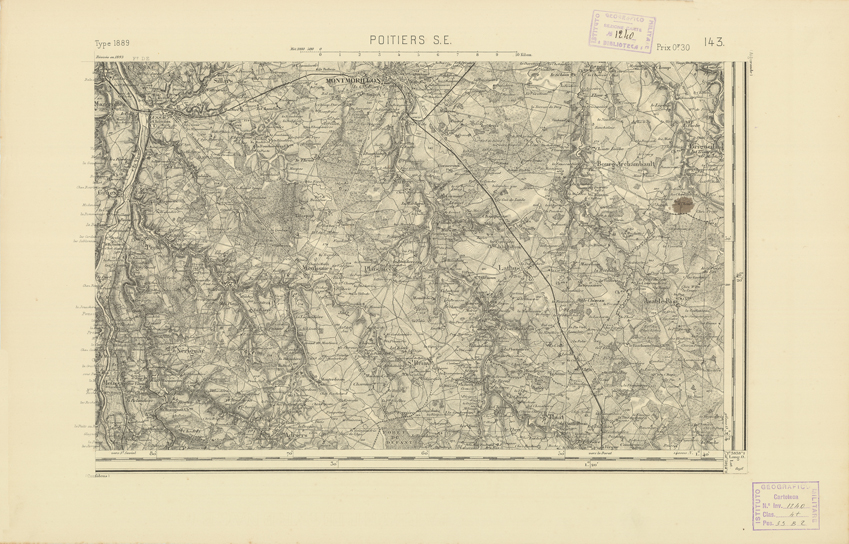 (N:22166) CARTE DE FRANCE - POITIERS S.E. (B0018753) Carte e stampe antiche: riproduzione a colori su carta (formato A2)