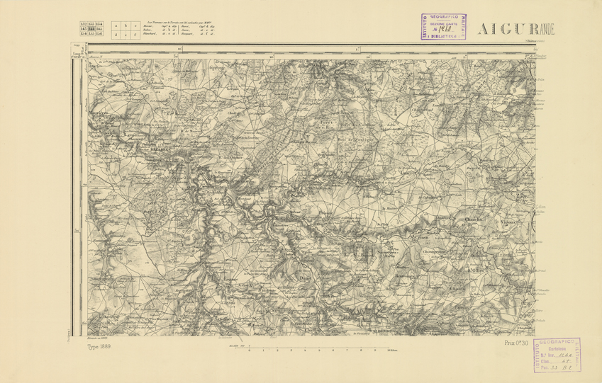 (N:22168) CARTE DE FRANCE - AIGURANDE (B0018755) Carte e stampe antiche: riproduzione a colori su carta (formato A2)